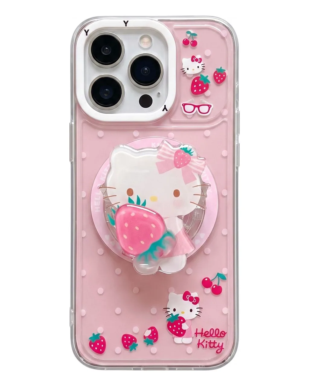 Hello Kitty Strawberry MagSafe iPhone 17 16 15 14 13 Pro Max Clear Pink Phone Case