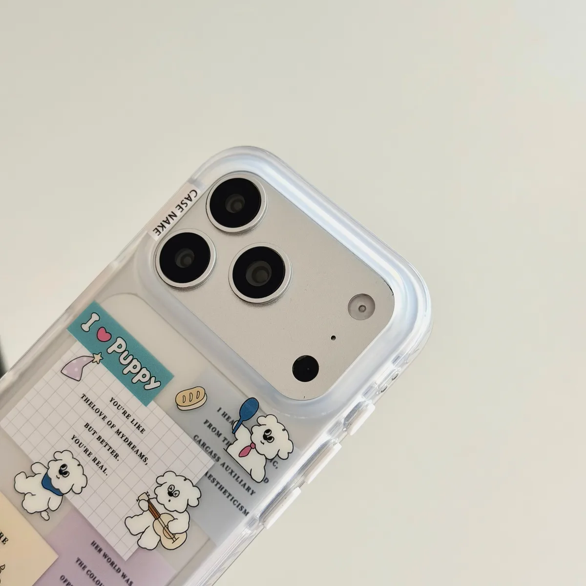 Cute Puffy Bear Clear Phone Case with Cartoon Sticker Style for iPhone 17 16 15 Pro Max
