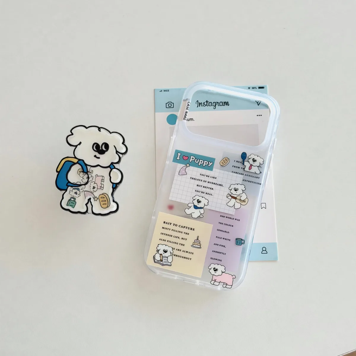 Cute Puffy Bear Clear Phone Case with Cartoon Sticker Style for iPhone 17 16 15 Pro Max