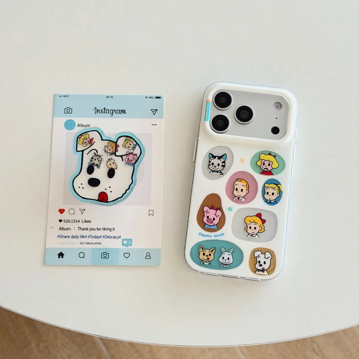 Cute cartoon dog and friends phone case with beaded charm for iPhone 17 16 15 Pro Max