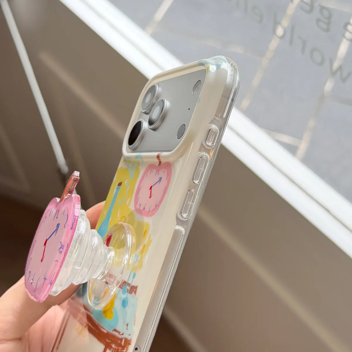 Pastel Apple Table Art Phone Case with Beaded Charm Strap for iPhone 17 16 15 Pro Max