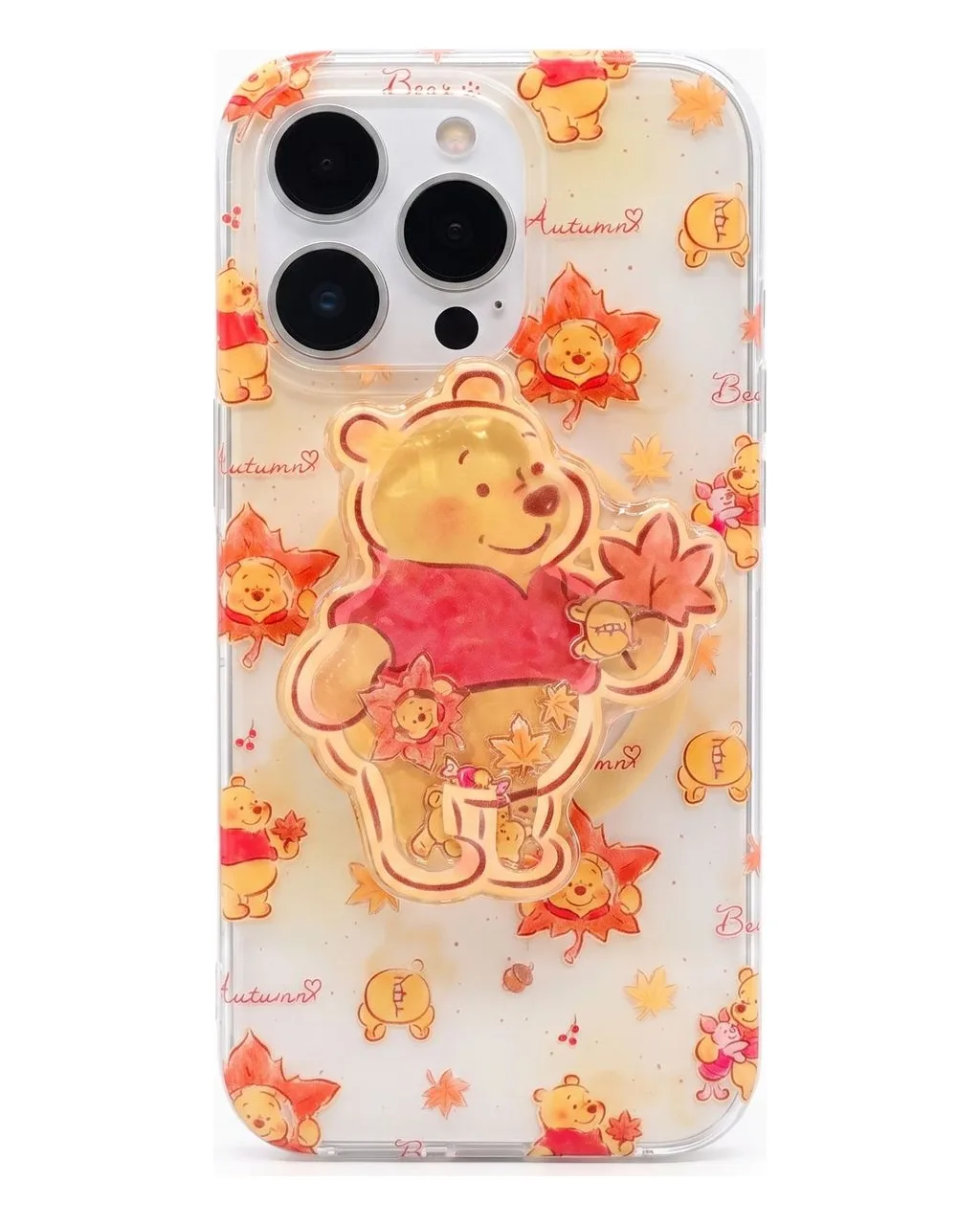 Winnie the Pooh Kawaii Autumn Bear Clear Phone Case for iPhone 17 16 15 14 13 Pro Max — MagSafe