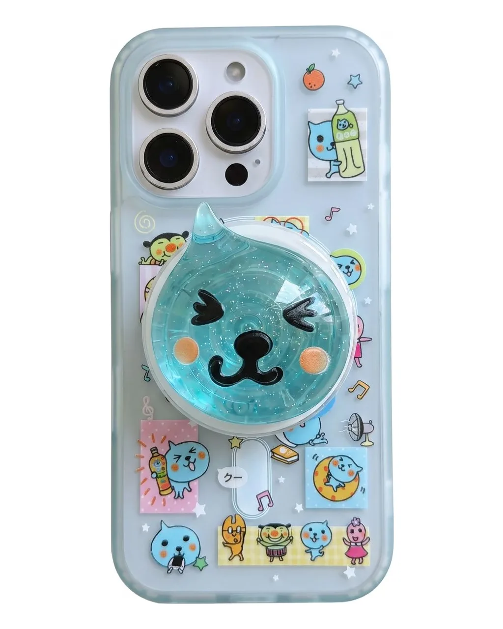 Qoo Kawaii Cat Pop Phone Case with Beaded Strap for iPhone 17 16 15 14 13 Pro Max — MagSafe