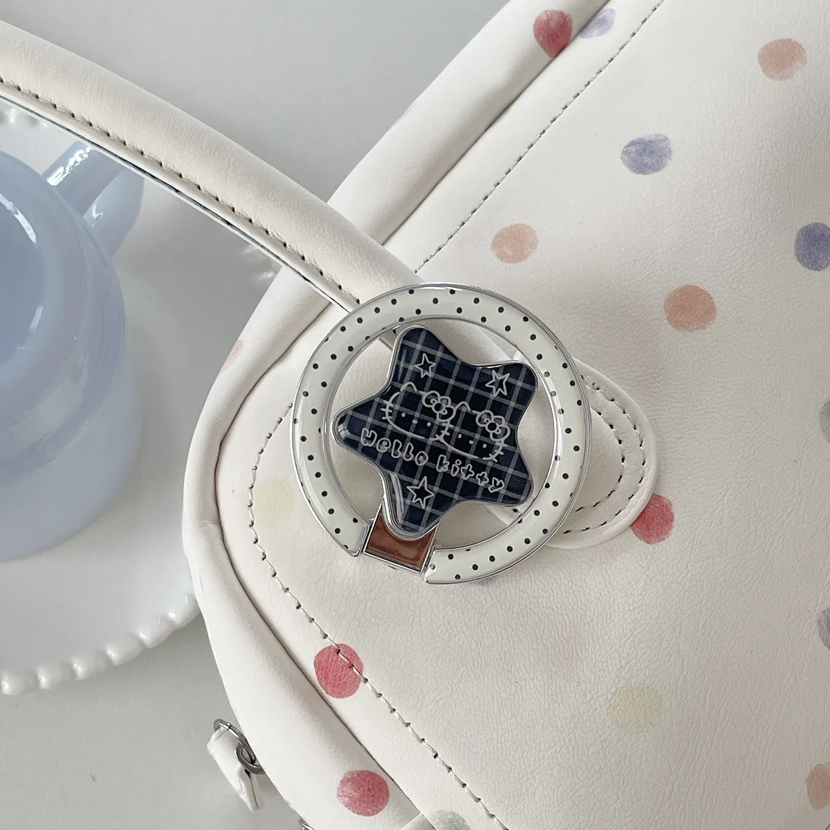 Hello Kitty Clear White with Black Bow Motif Phone Case for iPhone 17 16 15 Pro Max