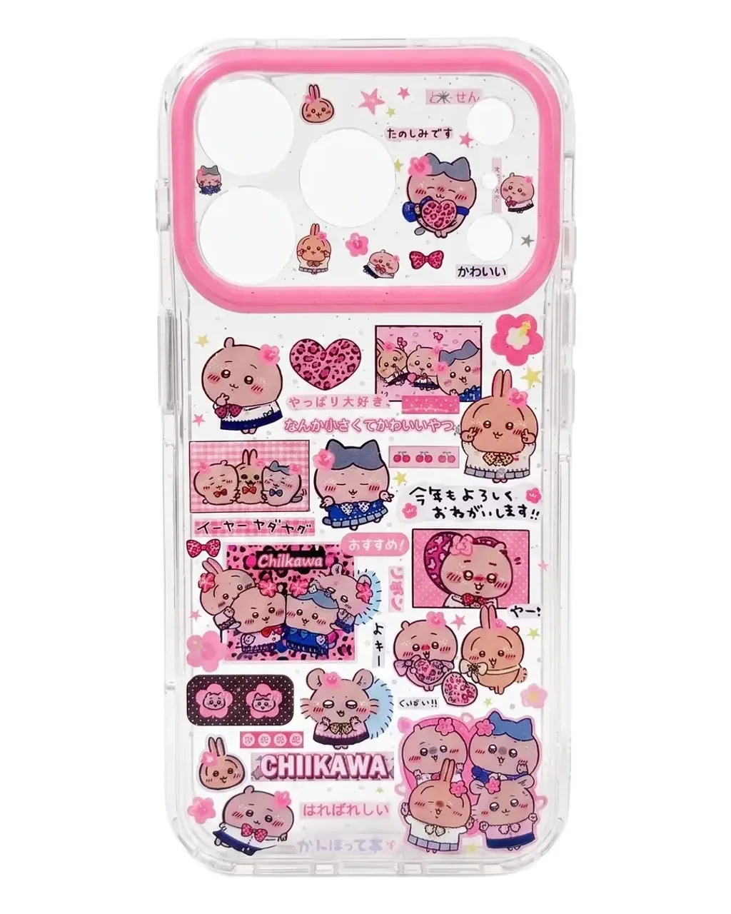 Chikawa Kawaii Sticker Phone Case for iPhone 17 16 15 Pro Max