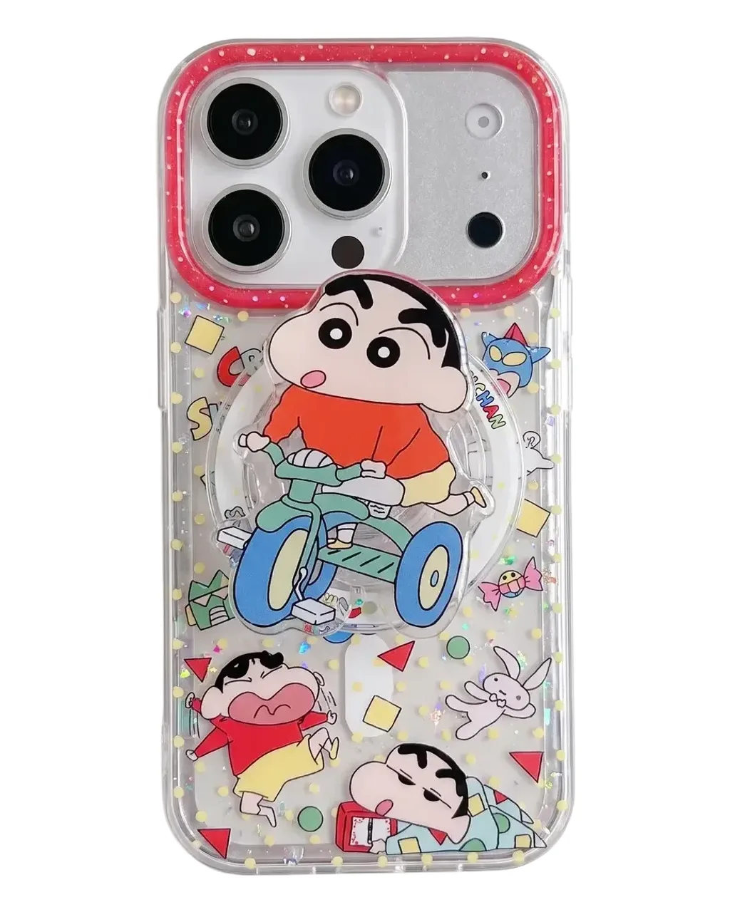 Crayon Shin-chan Clear Case with Beaded Strap & PopSocket for iPhone 17 16 15 14 13 Pro Max — MagSafe
