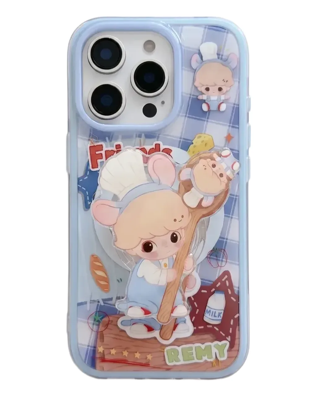 Cute chef mouse phone case with beaded charm strap for iPhone 17 16 15 Pro Max — MagSafe