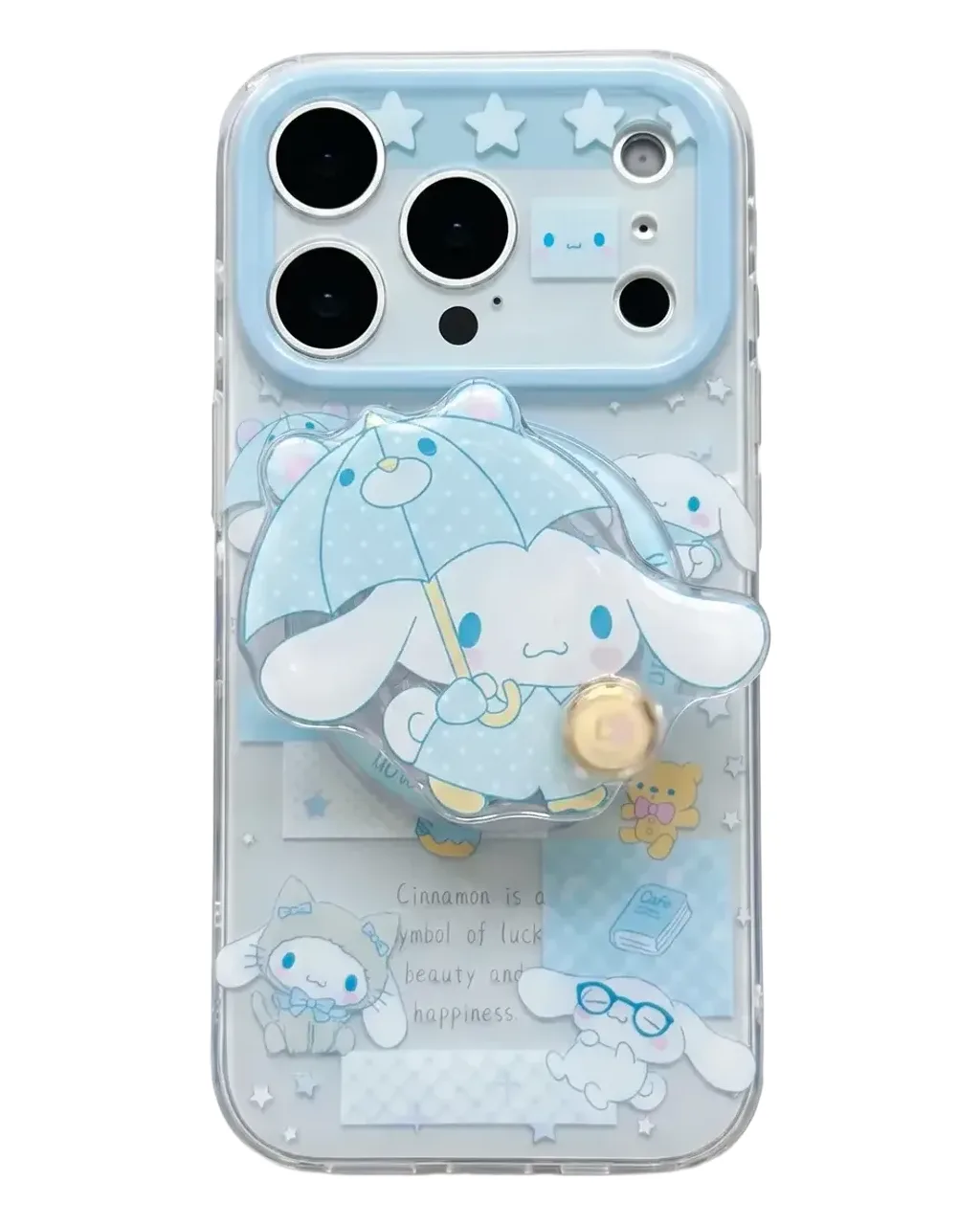 Sanrio Cinnamoroll 3D Charm iPhone 17 16 15 14 13 Pro Max Clear Phone Case