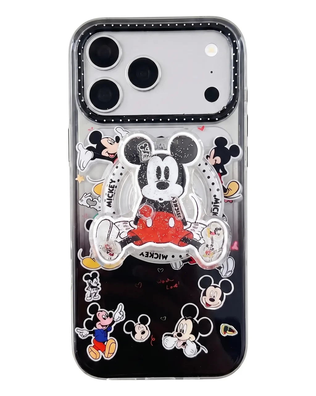 Mickey Mouse Pop-Up Stand Phone Case with Beaded Strap for iPhone 17 16 15 14 13 Pro Max — MagSafe