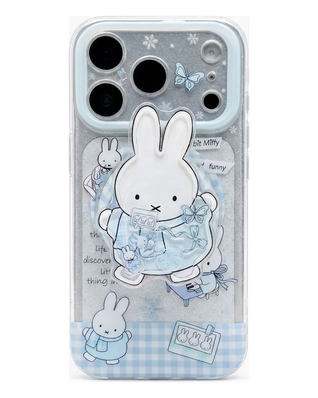 Miffy Bunny Clear Glitter Phone Case for iPhone 17 16 15 14 13 Pro Max — MagSafe