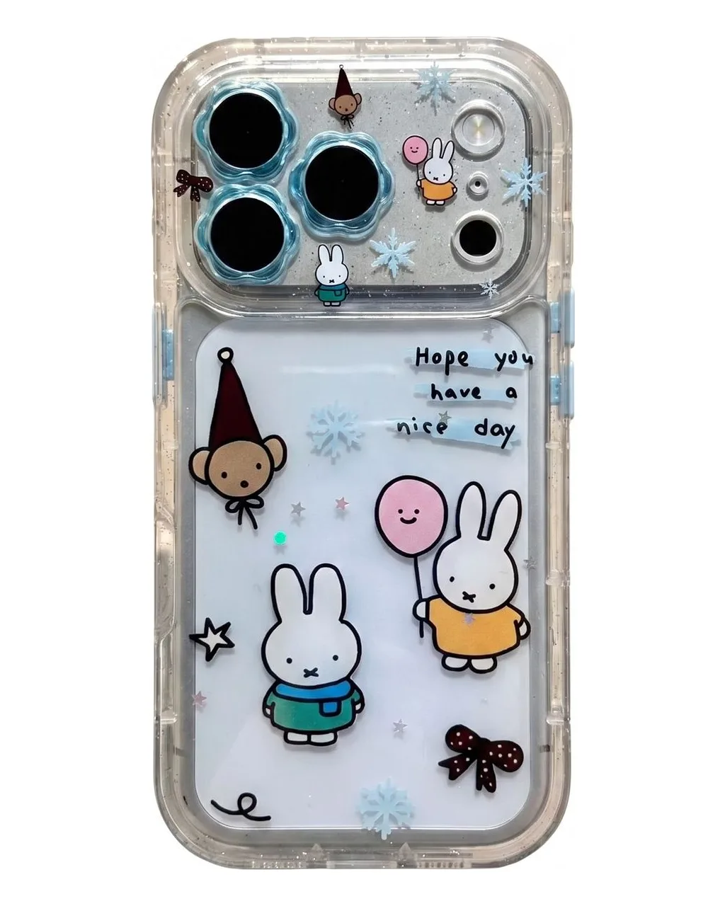 Miffy Clear Glitter Phone Case for iPhone 17 16 15 14 13 Pro Max | Cute Kawaii Y2K Bunny