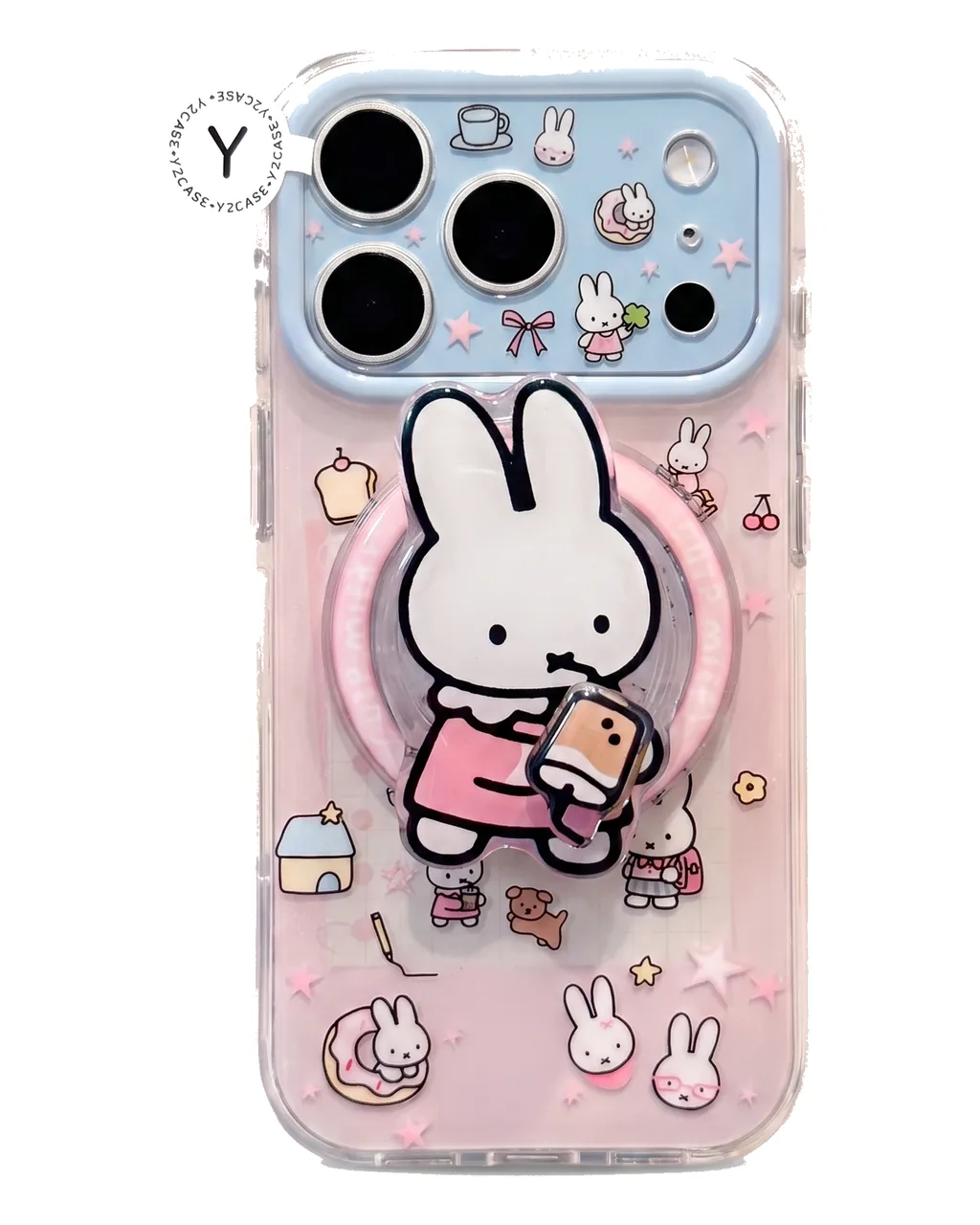 Miffy Clear Magnetic iPhone 17 16 15 14 13 Pro Max Case with Cute Grip Stand — MagSafe