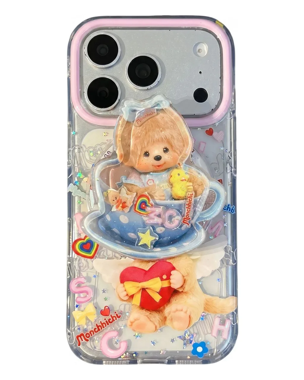 Monchhichi Cute Angel iPhone 17 16 15 14 13 Pro Max Clear 3D Phone Case — MagSafe