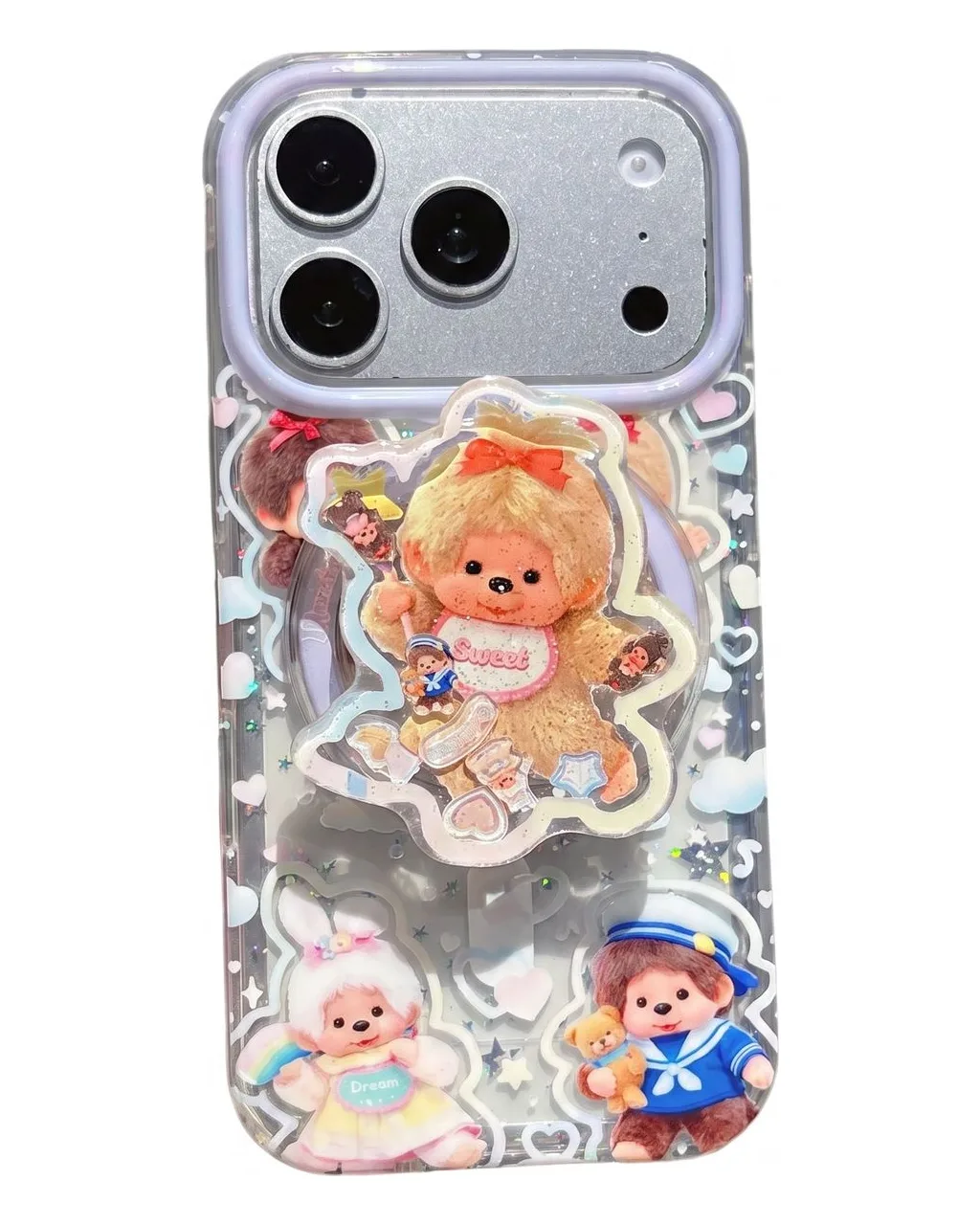 Monchhichi Kawaii Clear Phone Case for iPhone 17 16 15 14 13 Pro Max — MagSafe