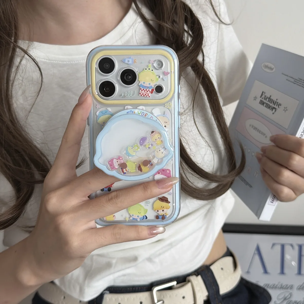 Toy Story character clear phone case with pastel charm and magnetic grip accessory for iPhone 17 16 15 Pro Max — MagSafe