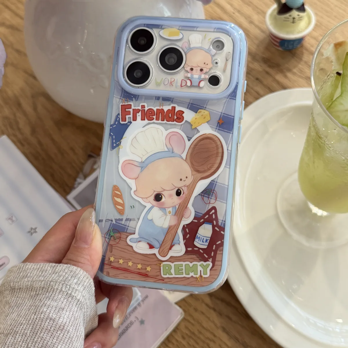 Cute chef mouse phone case with beaded charm strap for iPhone 17 16 15 Pro Max — MagSafe