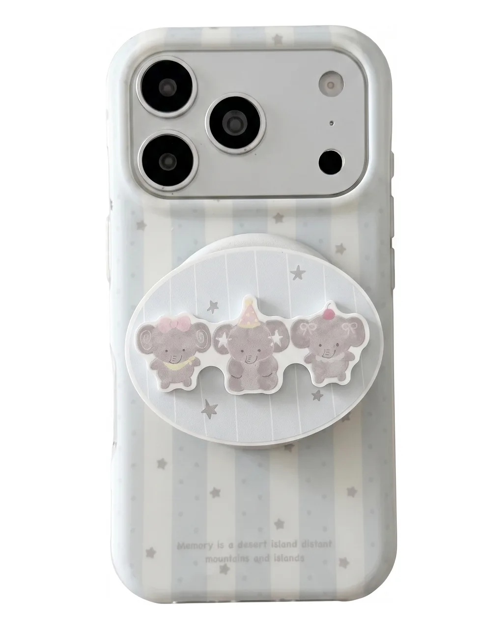 Pastel striped case with cute bear charm grip for iPhone 17 16 15 Pro Max — MagSafe