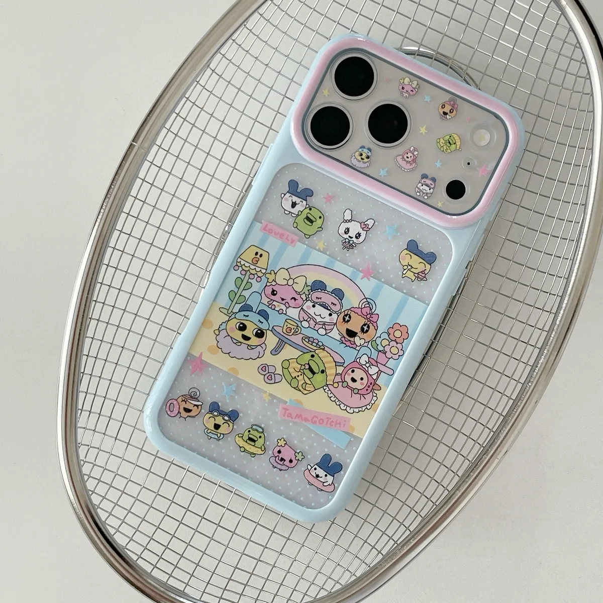 Tamagotchi Pastel Phone Case with Braided Wrist Strap for iPhone 17 16 15 Pro Max