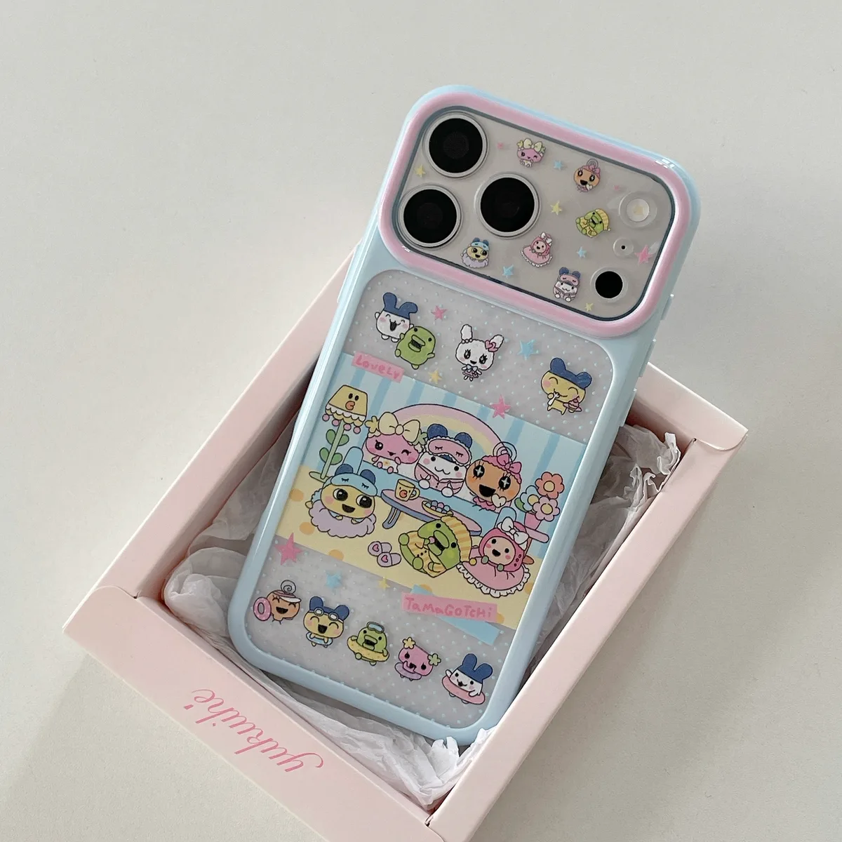 Tamagotchi Pastel Phone Case with Braided Wrist Strap for iPhone 17 16 15 Pro Max