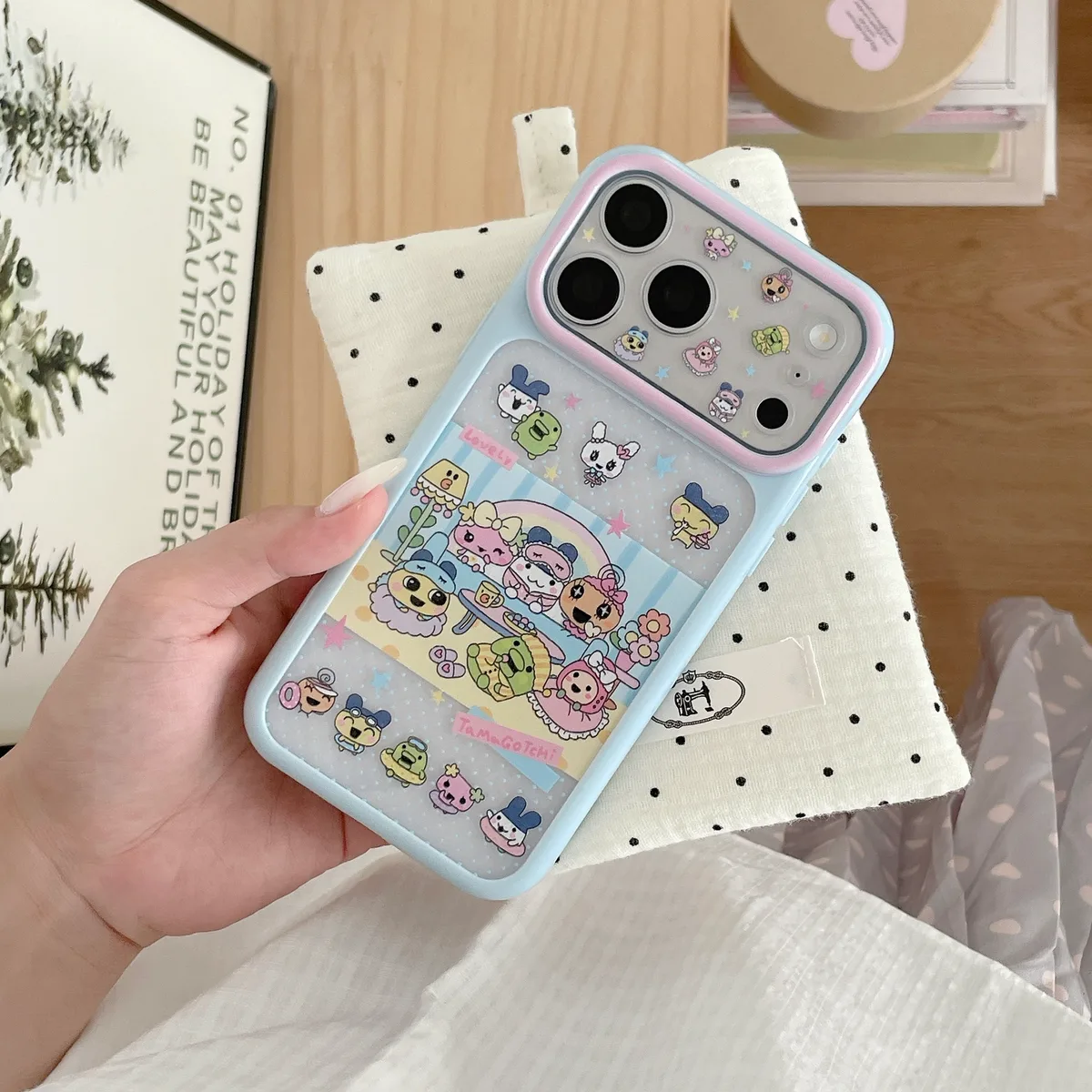 Tamagotchi Pastel Phone Case with Braided Wrist Strap for iPhone 17 16 15 Pro Max