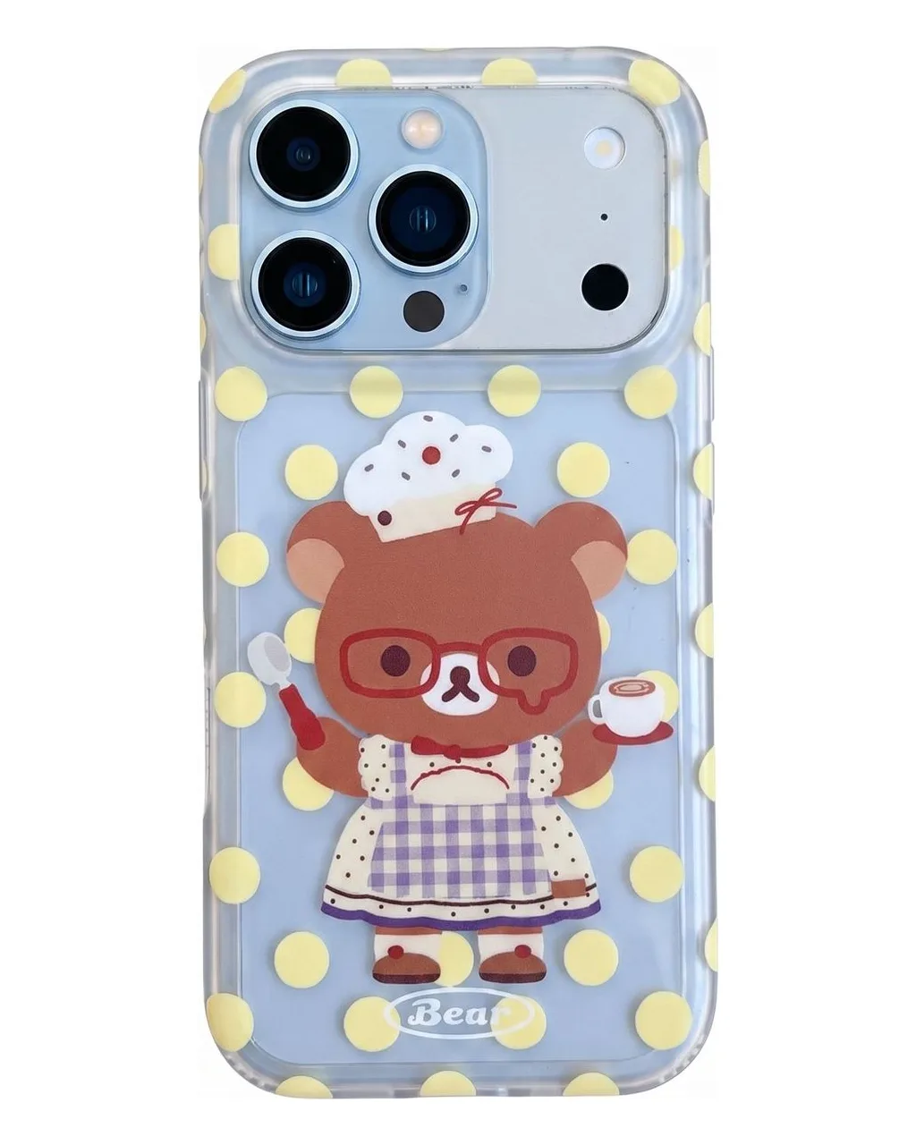 Rilakkuma Chef Bear Polka Dot Phone Case for iPhone 17 16 15 14 13 Pro Max