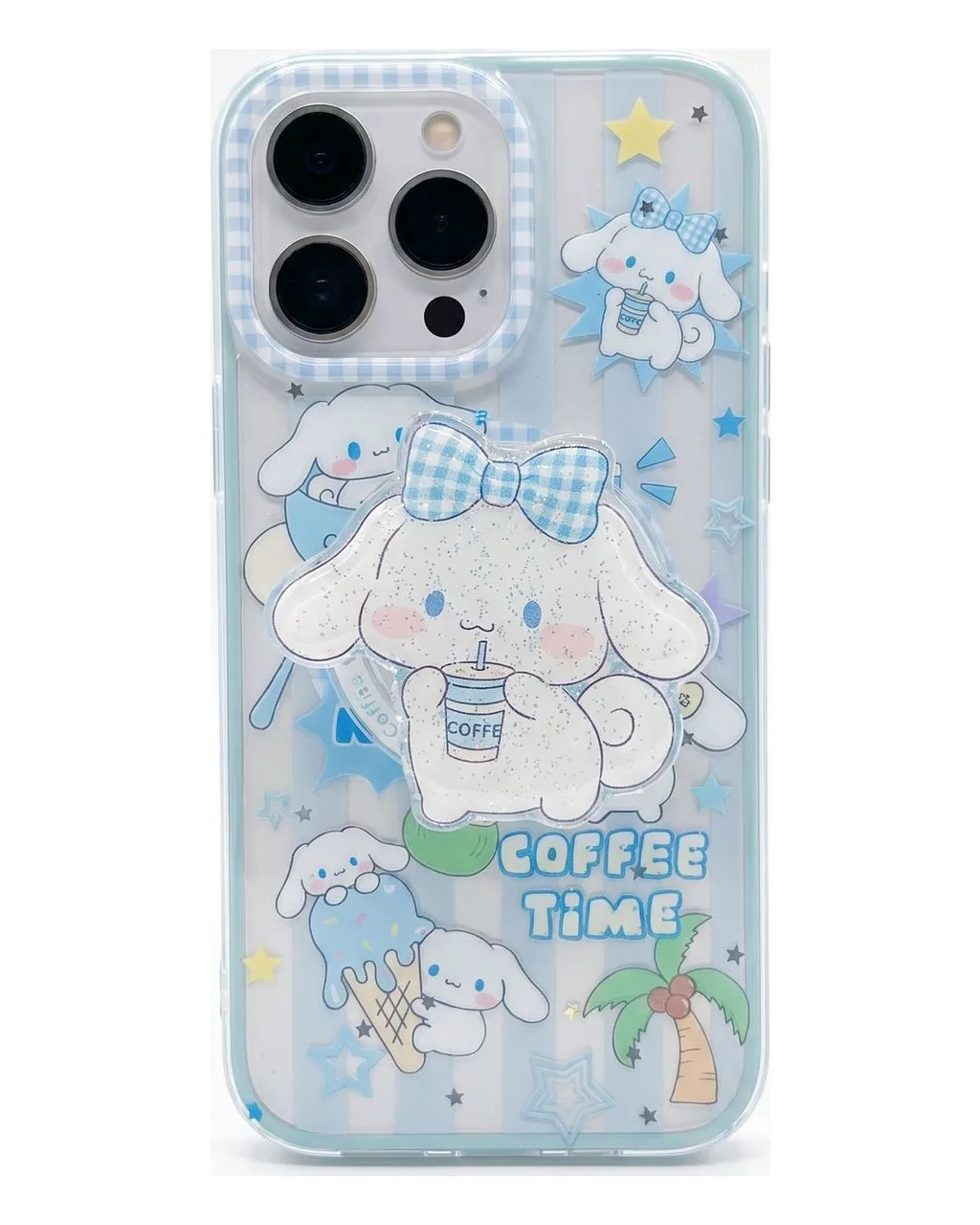 Sanrio Cinnamoroll Coffee Time iPhone 17 16 15 14 13 Pro Max Case with Charm Strap