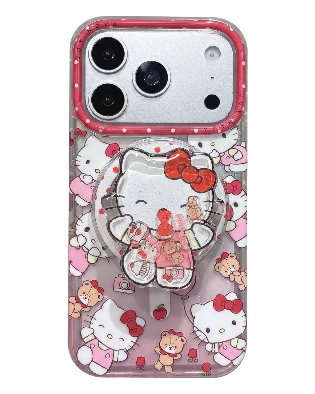 Sanrio Hello Kitty iPhone 17 16 15 14 13 Pro Max Clear Pink Polka Dot Case — MagSafe