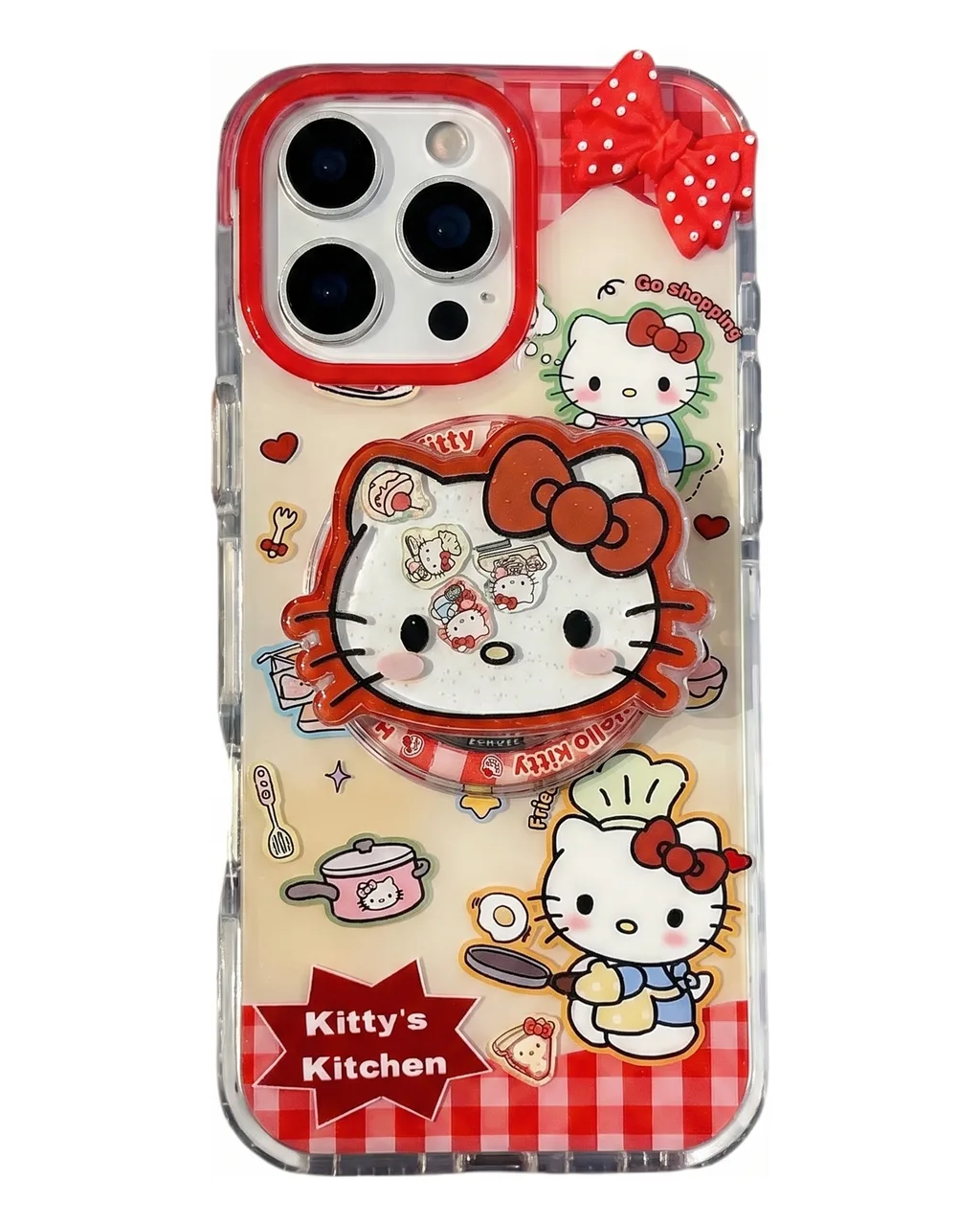 Sanrio Hello Kitty Kitchen Clear iPhone 17 16 15 14 13 Pro Max Bow Phone Case