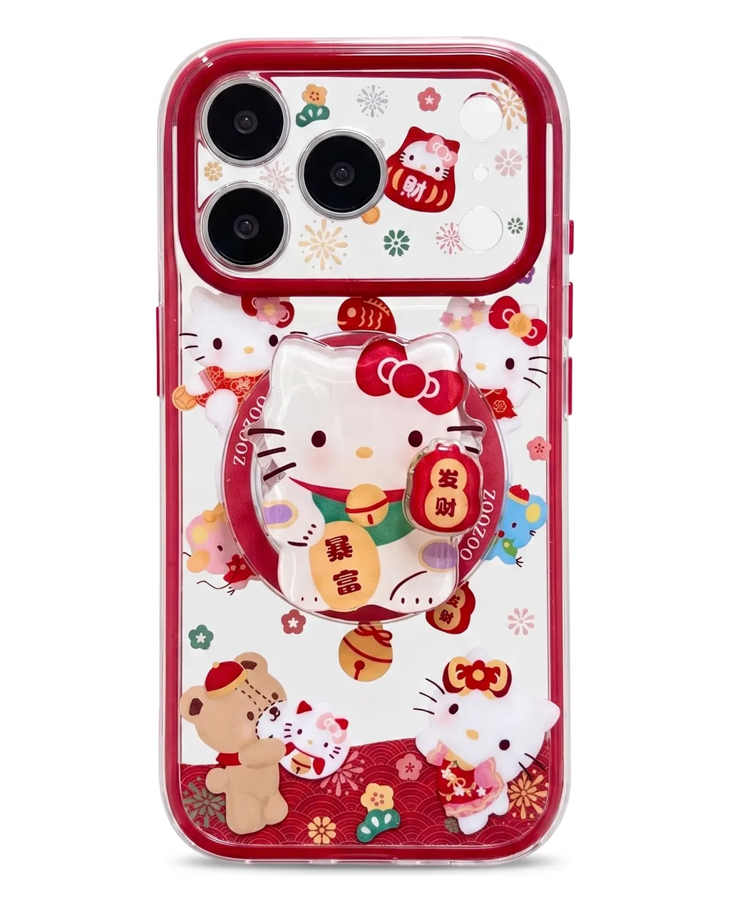 Sanrio Hello Kitty Lucky Red iPhone 17 16 15 14 13 Pro Max Case with Charm — MagSafe