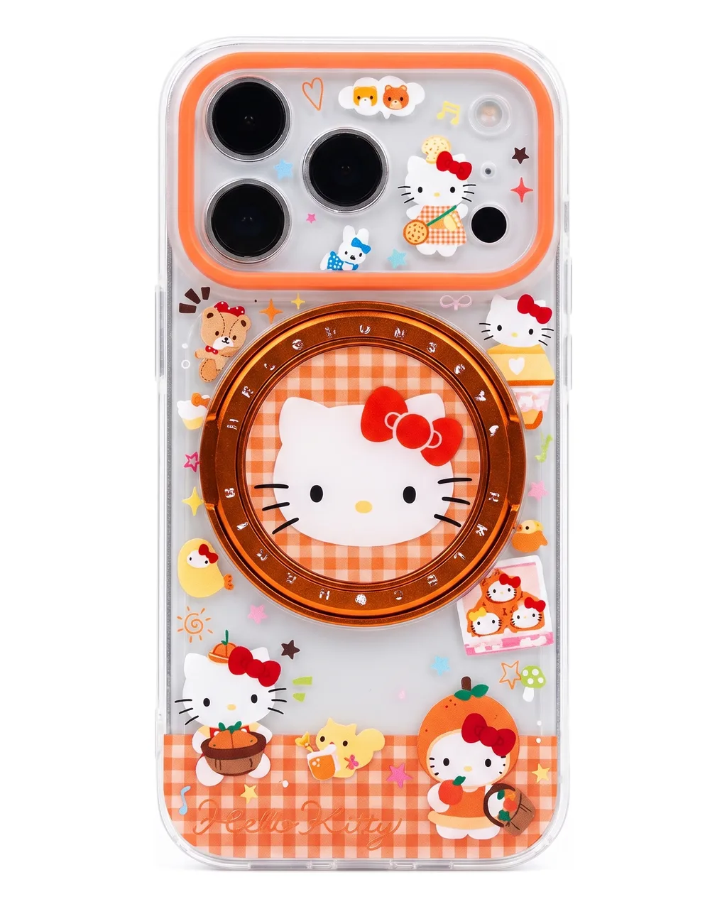 Sanrio Hello Kitty Orange Gingham Camera Phone Case for iPhone 17 16 15 14 13 Pro Max — MagSafe