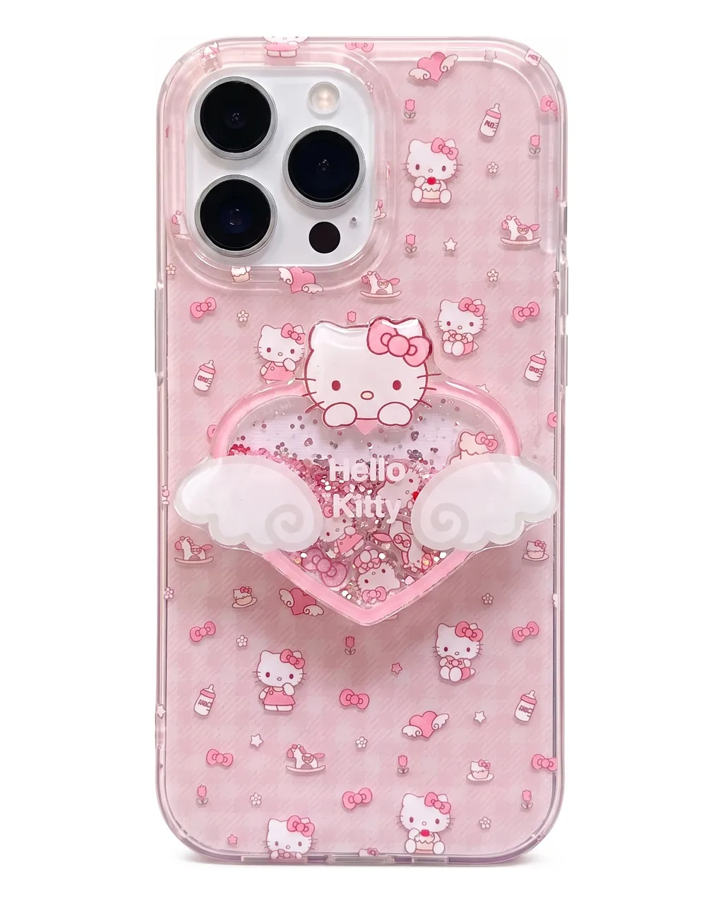 Sanrio Hello Kitty Pink Bow Clear Phone Case with Wings for iPhone 17 16 15 14 13 Pro Max — MagSafe