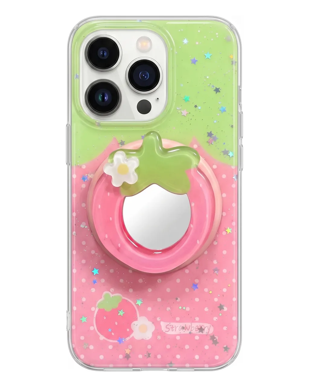Strawberry Mirror Phone Case for iPhone 17 16 15 14 13 Pro Max — MagSafe