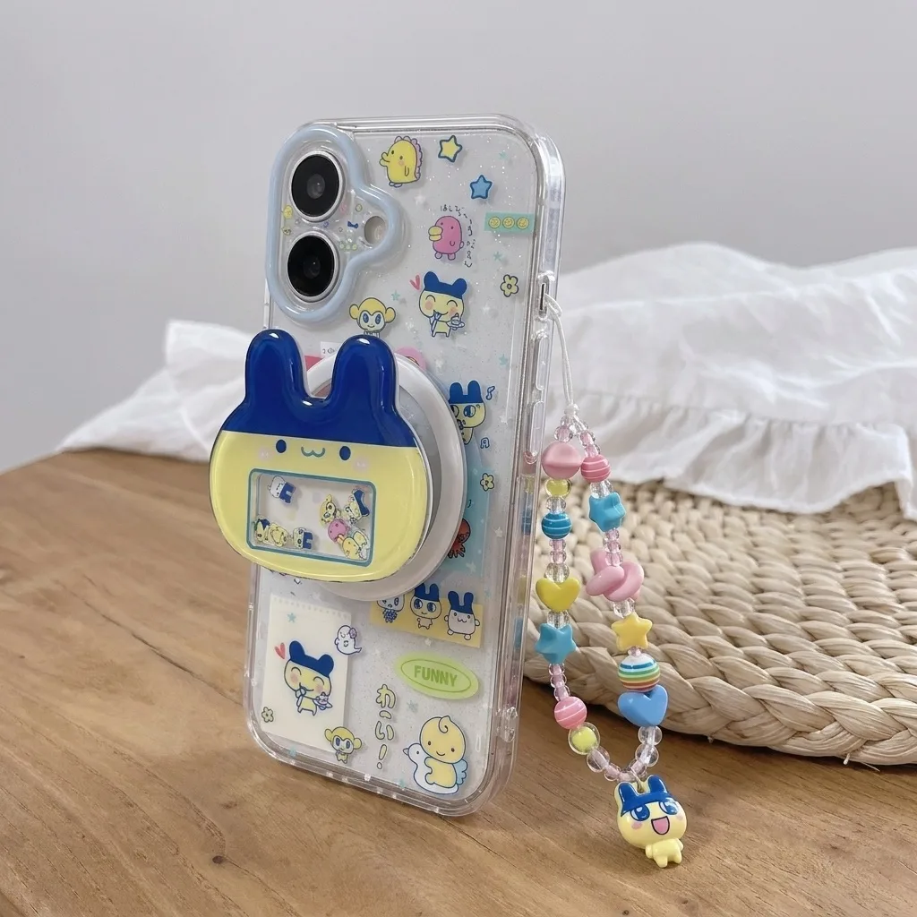 Tamagotchi Pop Phone Case with Stand & Beaded Strap for iPhone 17 16 15 14 13 Pro Max — MagSafe