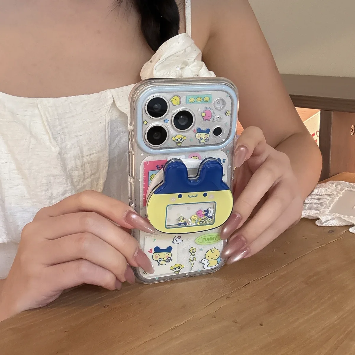 Tamagotchi Pop Phone Case with Stand & Beaded Strap for iPhone 17 16 15 14 13 Pro Max — MagSafe