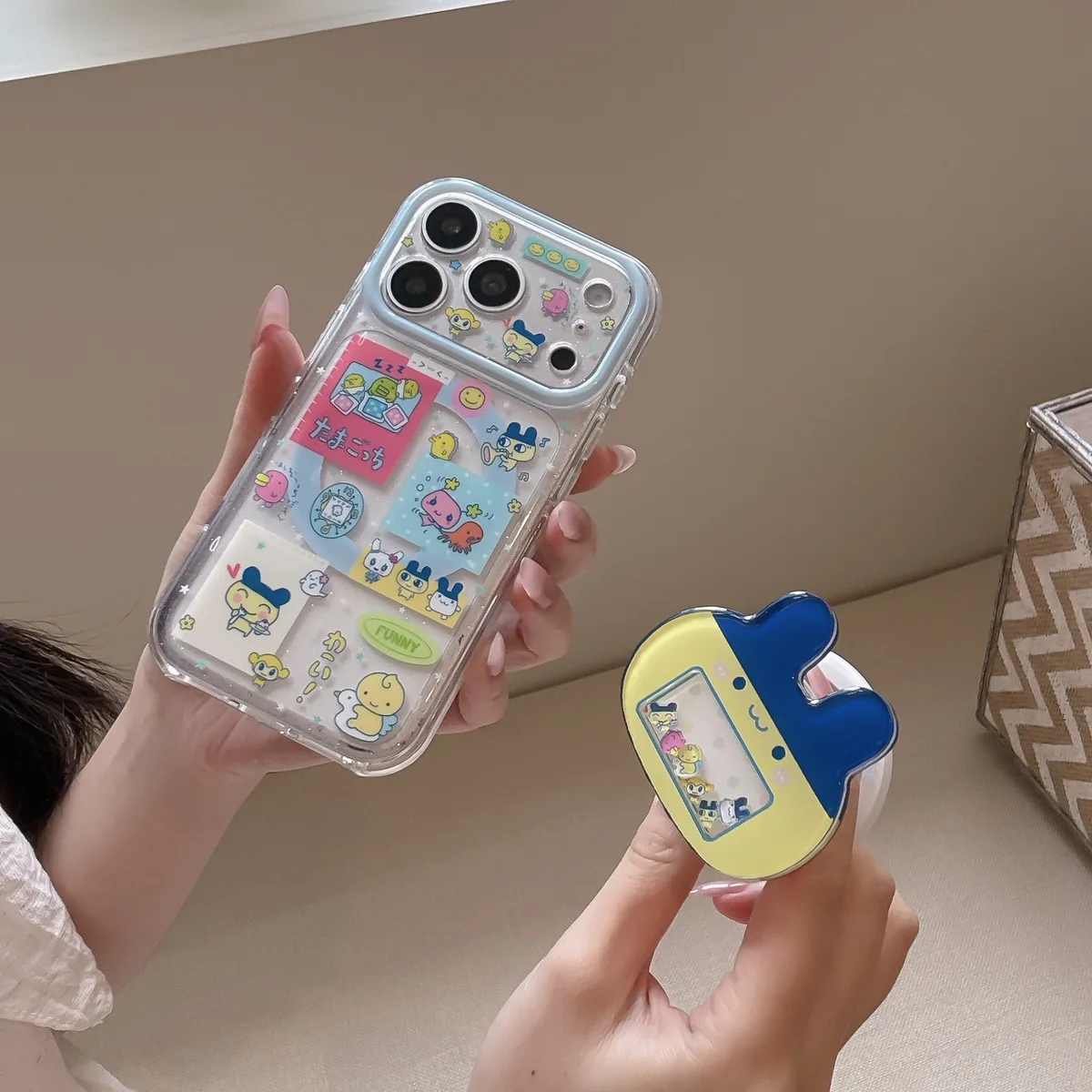 Tamagotchi Pop Phone Case with Stand & Beaded Strap for iPhone 17 16 15 14 13 Pro Max — MagSafe