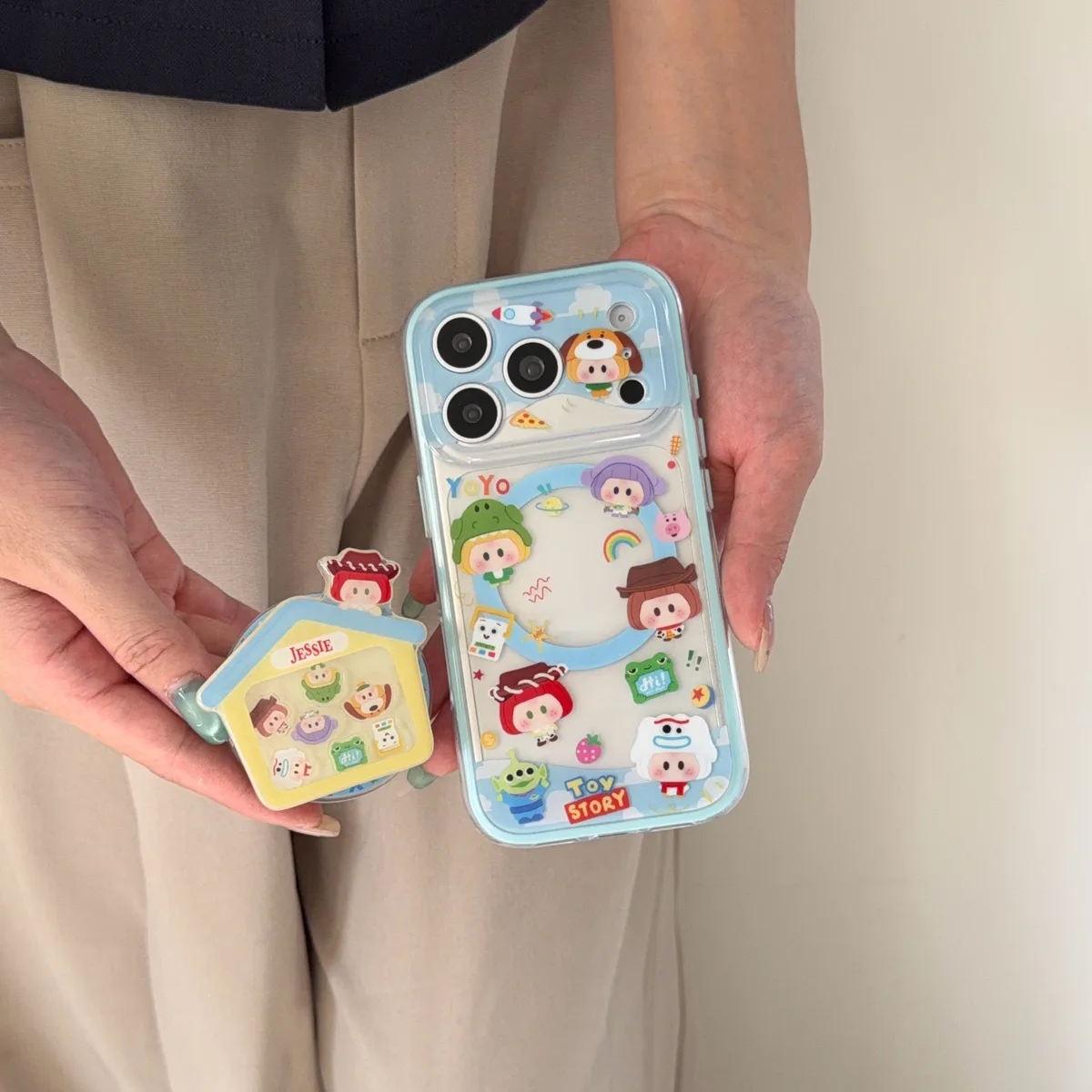 Toy Story Kawaii Bubble Phone Case with Jessie House Charm & Beaded Strap for iPhone 17 16 15 Pro Max — MagSafe