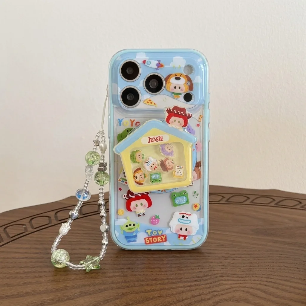Toy Story Kawaii Bubble Phone Case with Jessie House Charm & Beaded Strap for iPhone 17 16 15 Pro Max — MagSafe
