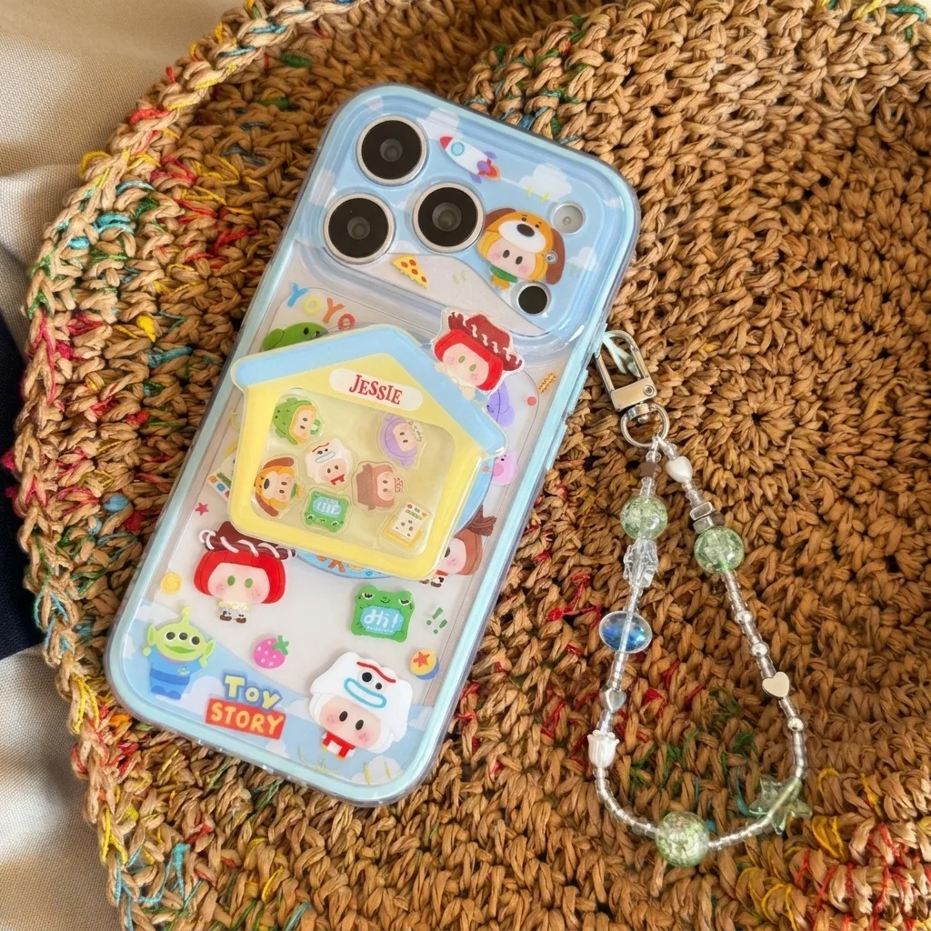 Toy Story Kawaii Bubble Phone Case with Jessie House Charm & Beaded Strap for iPhone 17 16 15 Pro Max — MagSafe