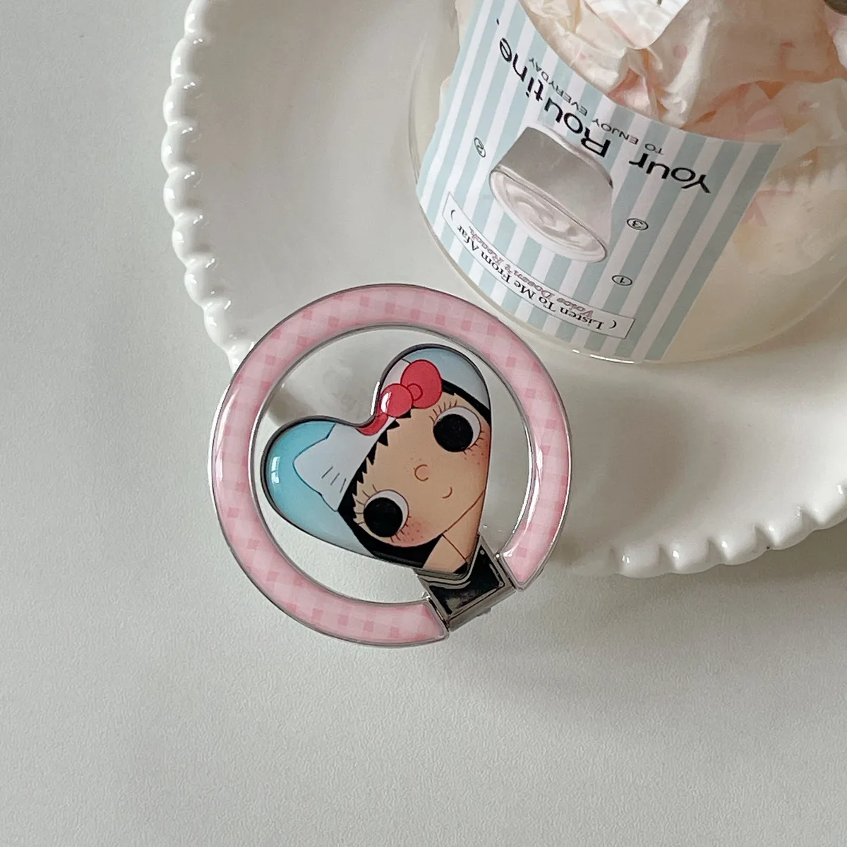 Cute pastel character phone case with ring stand and charm strap for iPhone 17 16 15 Pro Max