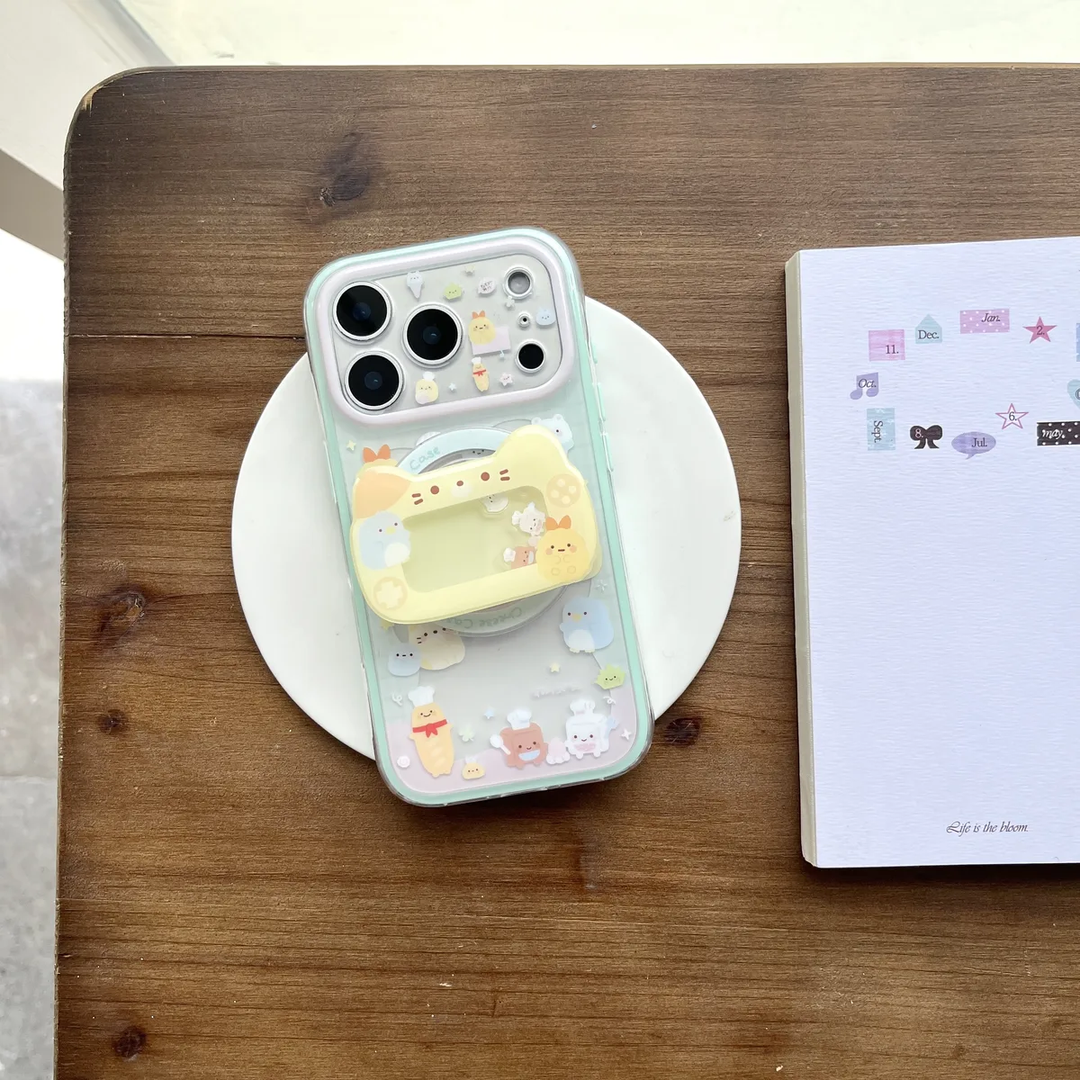 Sumikko Gurashi Mint Green Clear with 3D Cat Charm Phone Case for iPhone 17 16 15 Pro Max — MagSafe